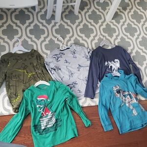 Set of 4 Dinosaur Graphic Long Sleeve Shirts